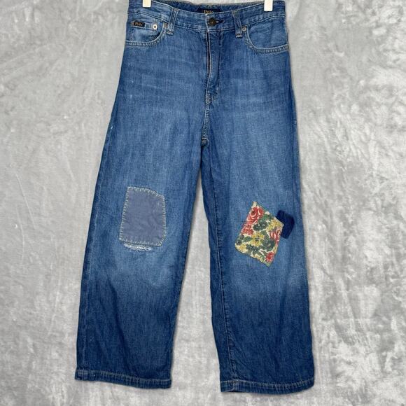Polo by Ralph Lauren Other - Polo Ralph Lauren Jeans Girls 12 Wide Leg Patchwork Paint Splatter Elastic Waist